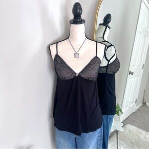 Jessica Simpson Black Lace Trim Spaghetti Strap Intimate Cami